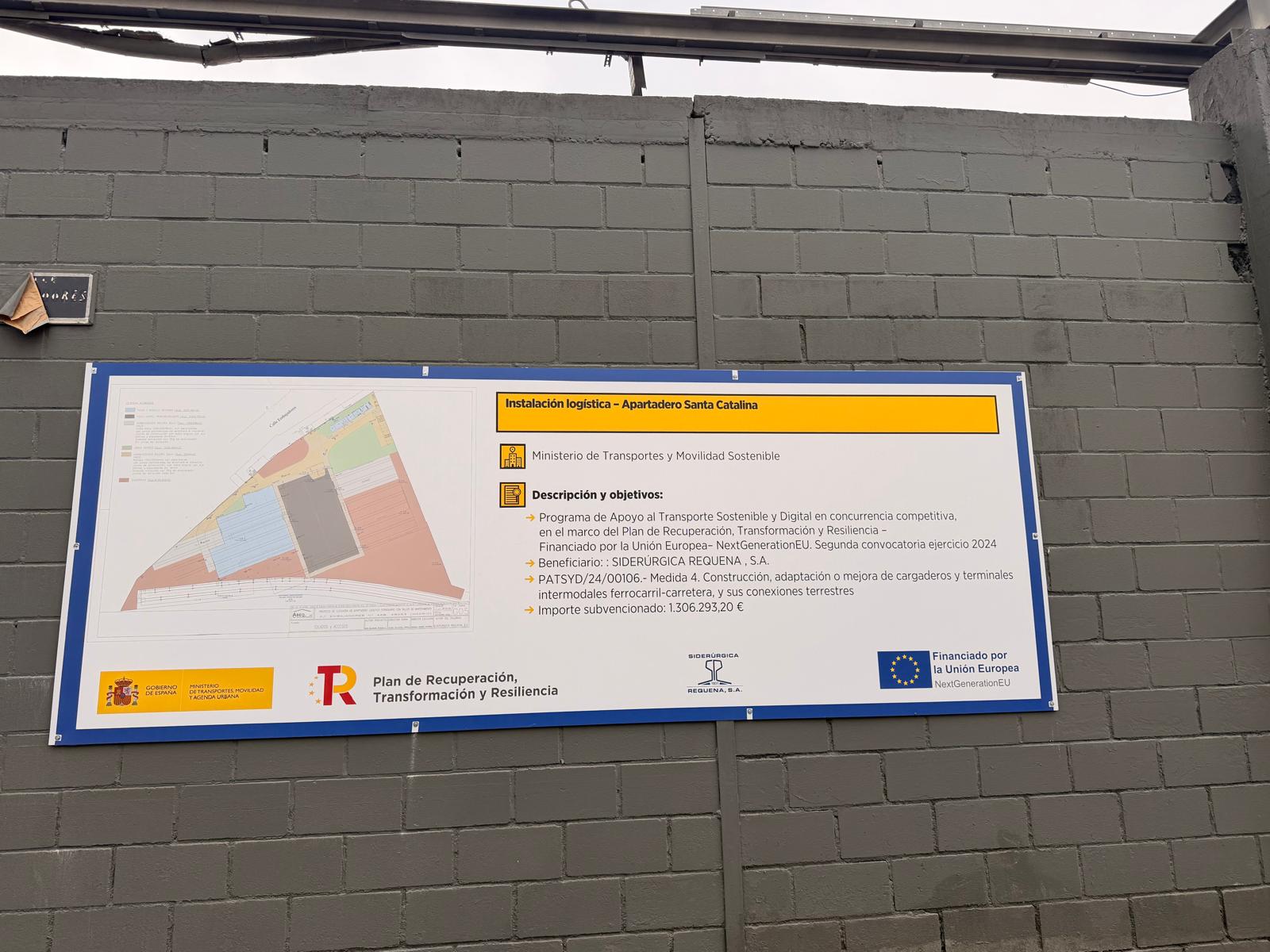 Cartel oficial de obra — Instalación Logística Apartadero Santa Catalina, PATSYD II